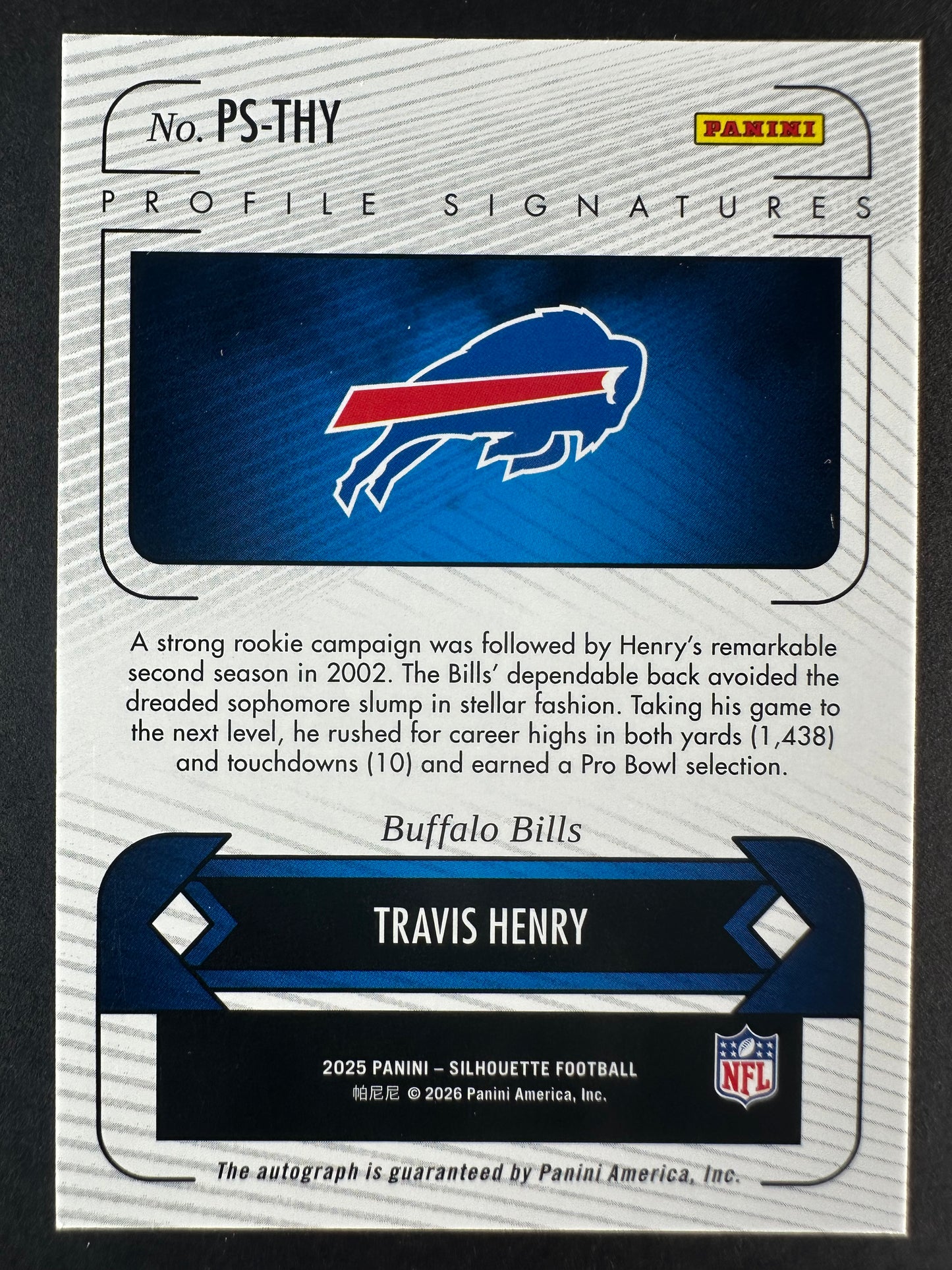 2025-26 Panini Silhouette Travis Henery Profile Signatures Auto /199