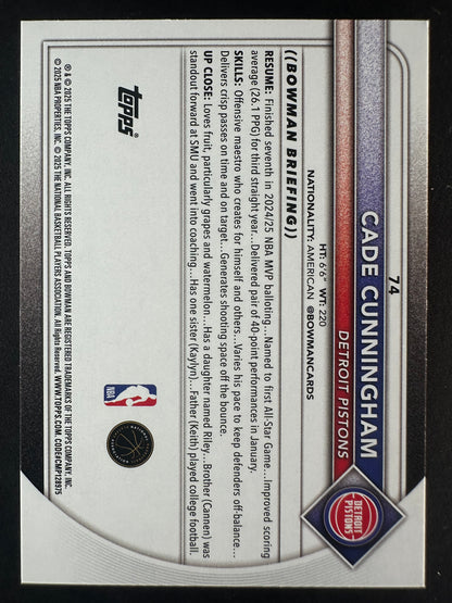 2025-26 Bowmen Cade Cunningham Purple /199