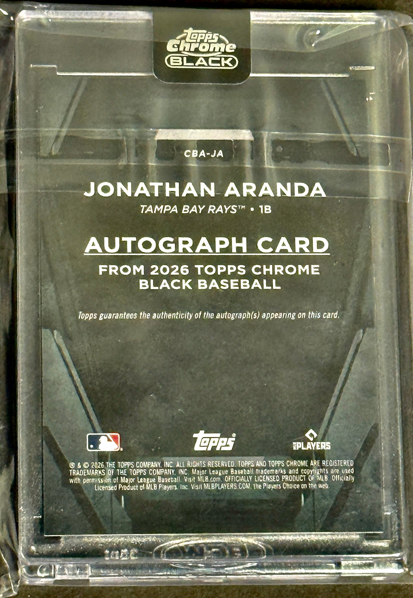 2026 Topps Chrome Black Baseball Jonathan Aranda Encased Auto /50