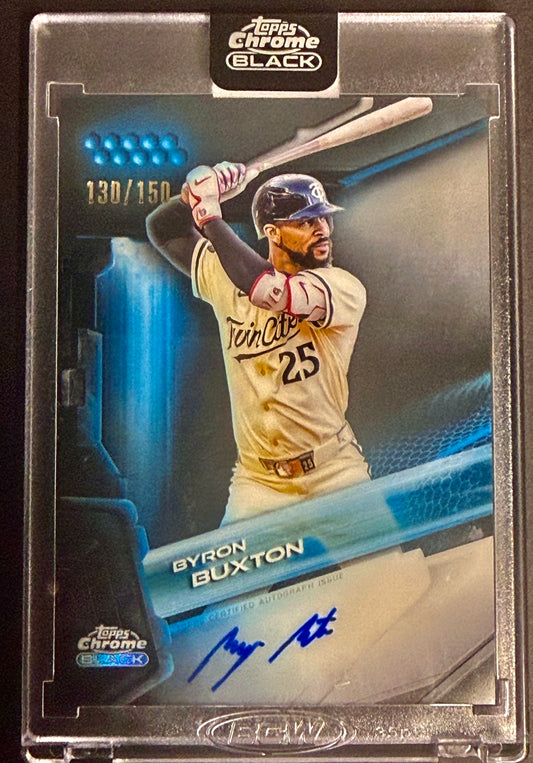 2026 Topps Chrome Black Baseball Byron Buxton Encased Auto Blue /150