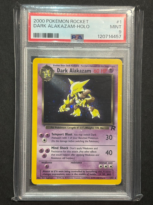 Dark Alakazam 1/82 Team Rocket (TR) PSA 9