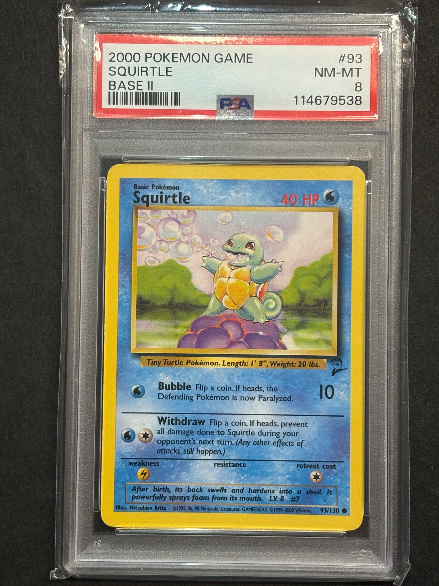Squirtle 93/130 Base Set 2 PSA 8