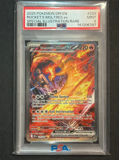 Team Rocket's Moltres ex 229/182 SV10: Destined Rivals (DRI) PSA 9