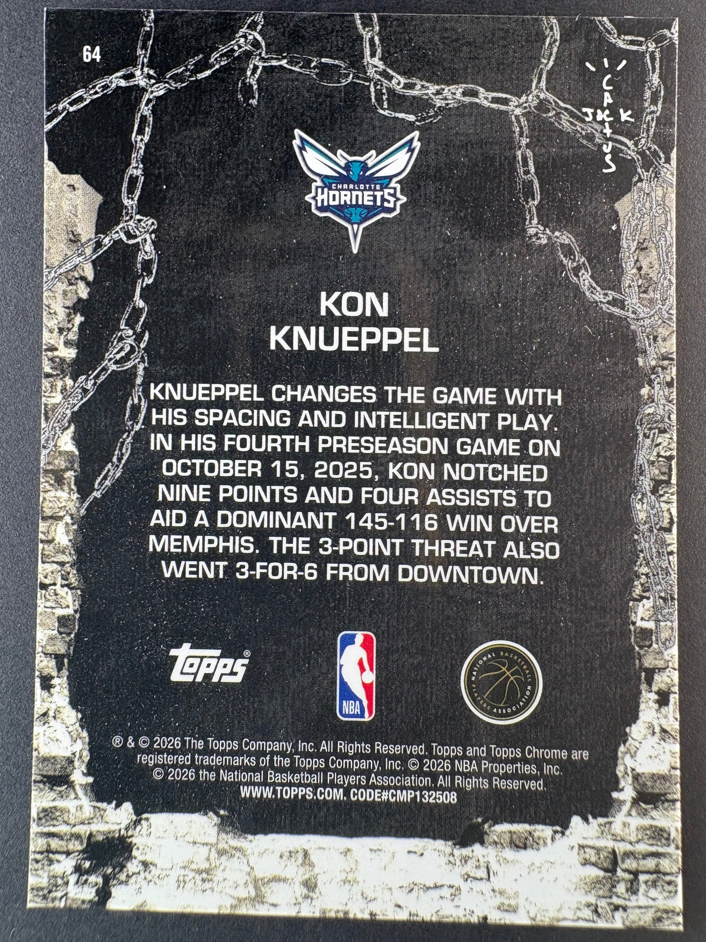 2025-26 Topps Chrome Cactus Jack Kon Knueppel Pulsar Refractor /125