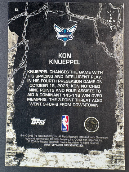 2025-26 Topps Chrome Cactus Jack Kon Knueppel Pulsar Refractor /125