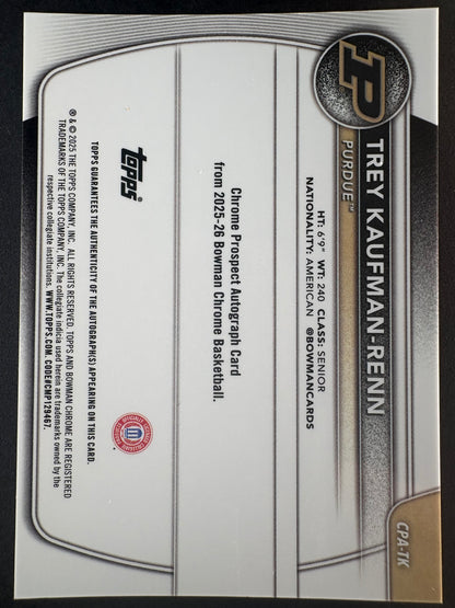 2025-26 Bowmen CHrome Basketball Trey Kaufman-Renn Auto Blue /150
