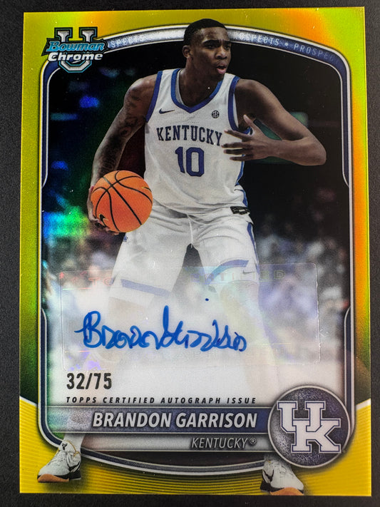 2025-26 Bowmen Chrome Basketball Brandon Garrison Auto Yellow /75