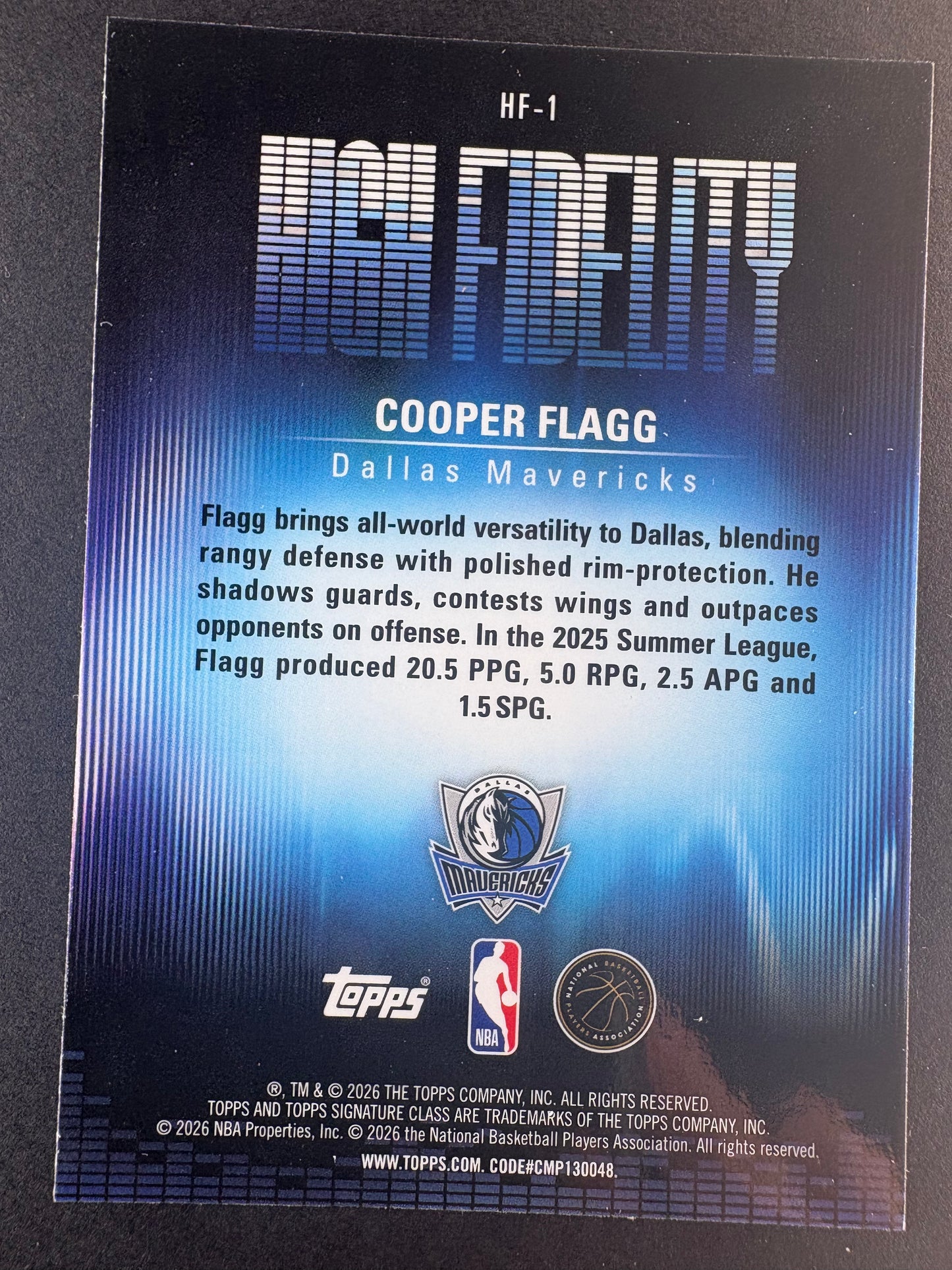 2025-26 Topps Signature class Basketabll Cooper Flagg High Fidelity