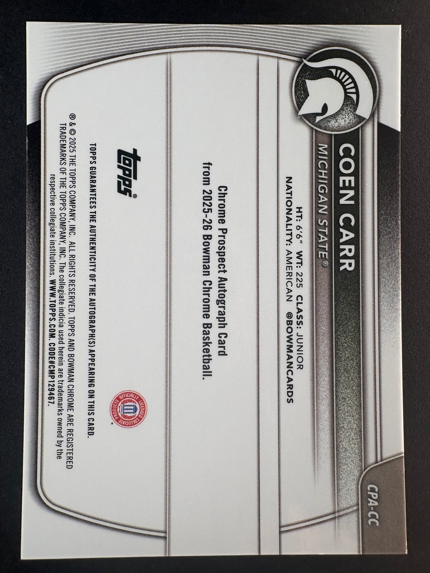 2025 26 Coen Carr Bowman Chrome auto