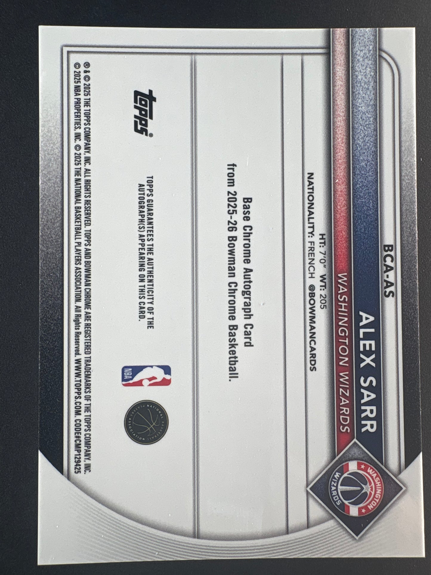 2025 Bowman Chrome Alex Sarr auto