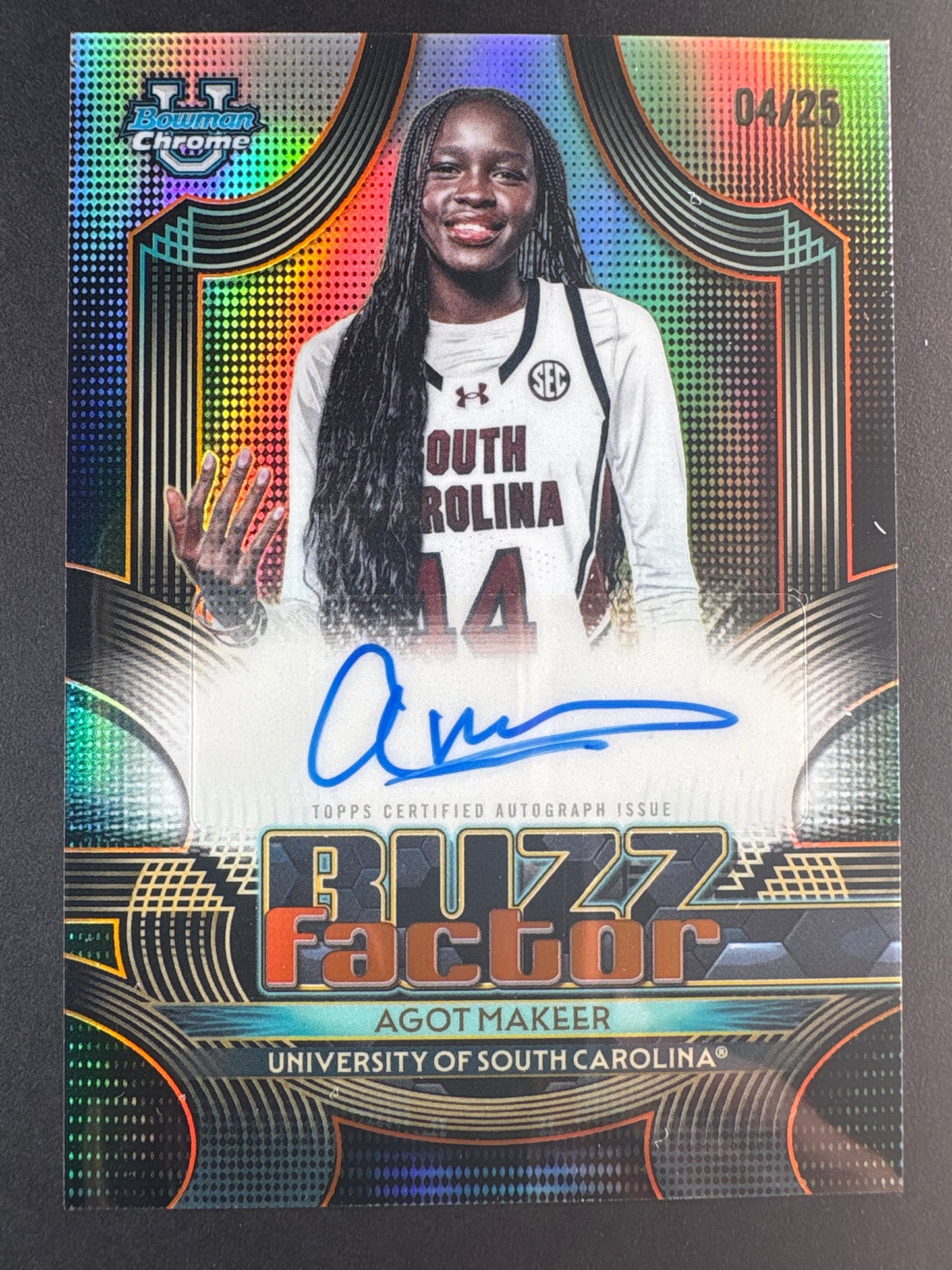 2025-26 Bowmen Chrome Agot Makeer Buzz Factor Refractor /25
