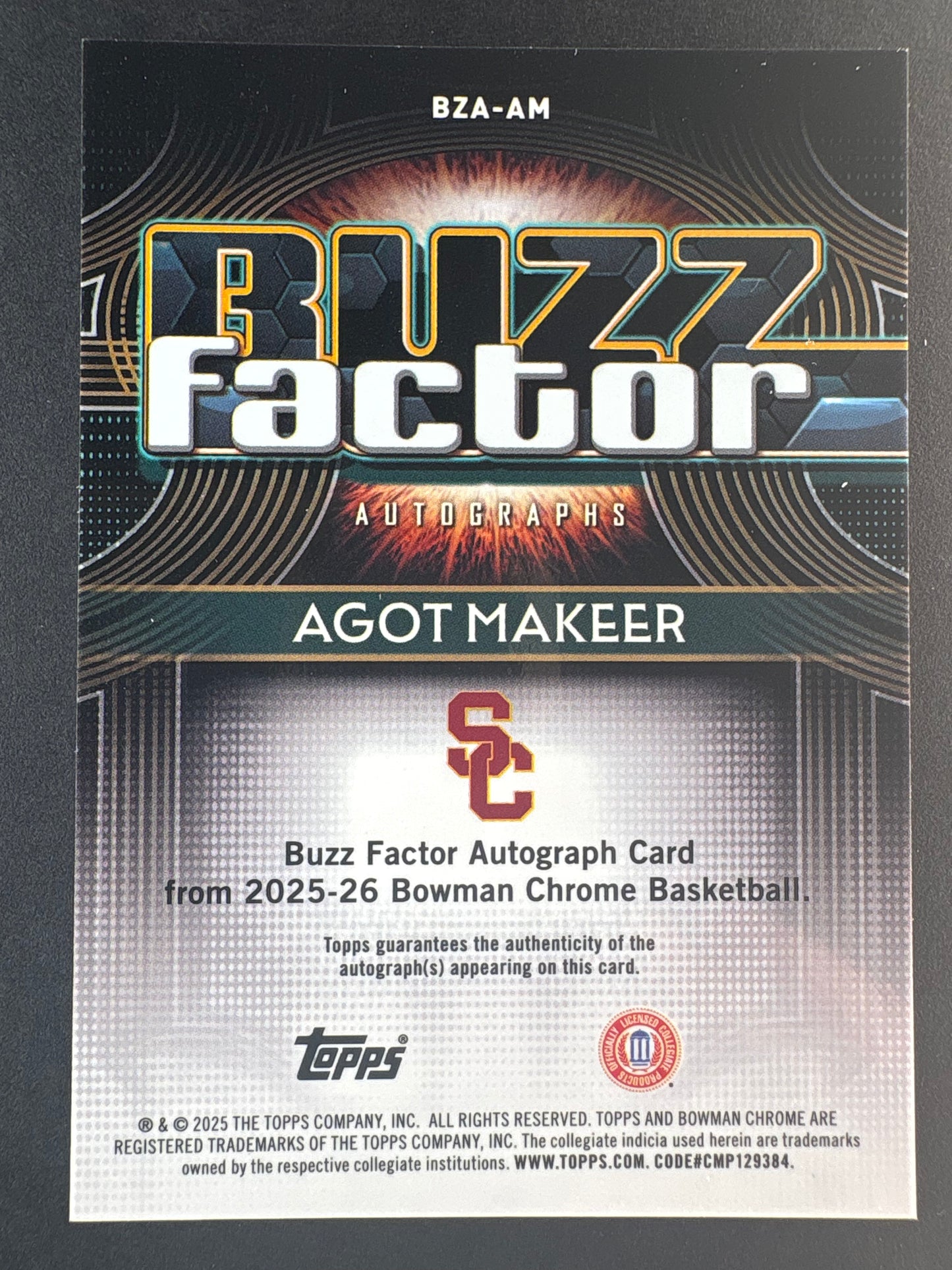 2025-26 Bowmen Chrome Agot Makeer Buzz Factor Refractor /25