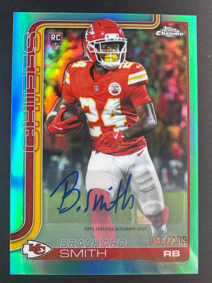 2025 Topps Chrome Brashard Smith True Aqua Rookie Refractor Auto /199