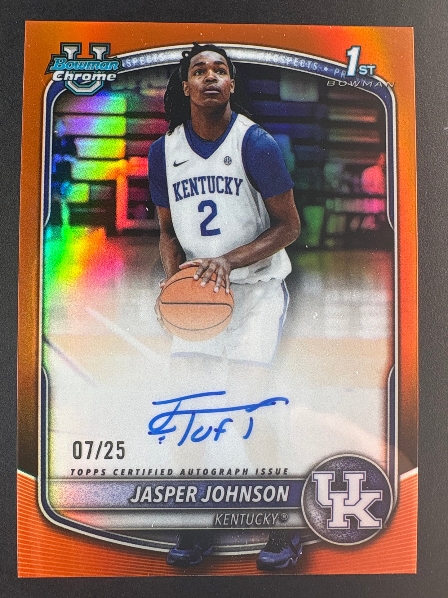 2025/26 Jasper Johnson Topps Bowman Chrome Kentucky Orange Auto /25