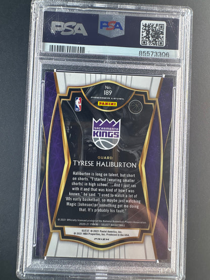 2020 Panini Select Basketball Tyrese Haliburton Red White Orange Shimmer PSA 7
