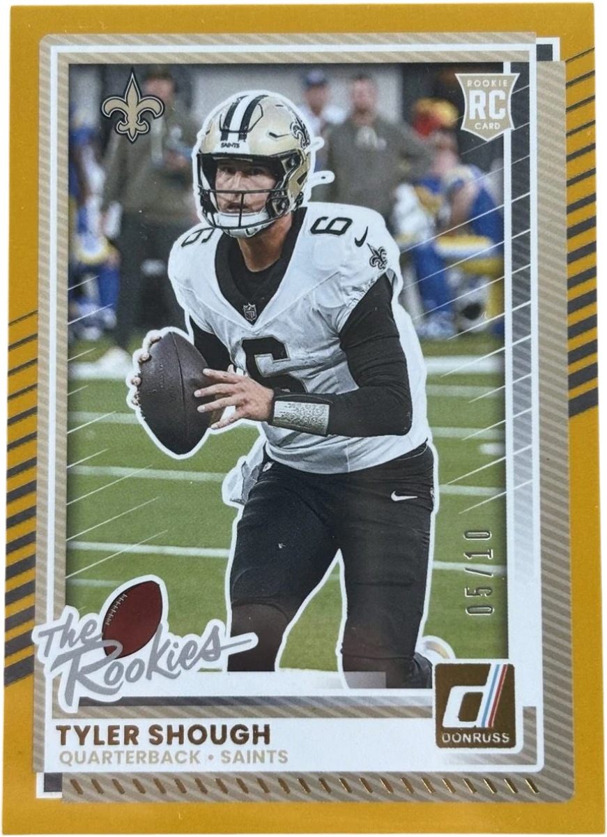 Panini 2025 Donruss Tyler Shough 05/10 The Rookies Gold RC — normalized