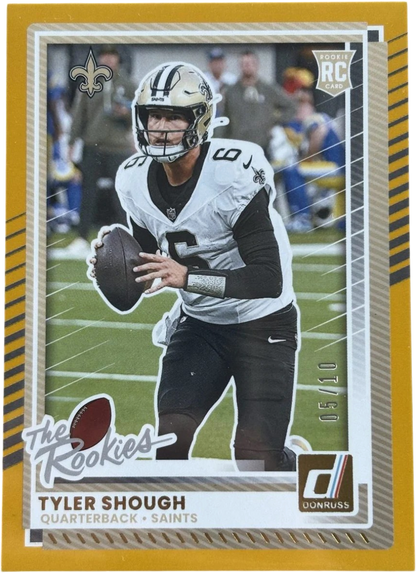 Panini 2025 Donruss Tyler Shough 05/10 The Rookies Gold RC — normalized