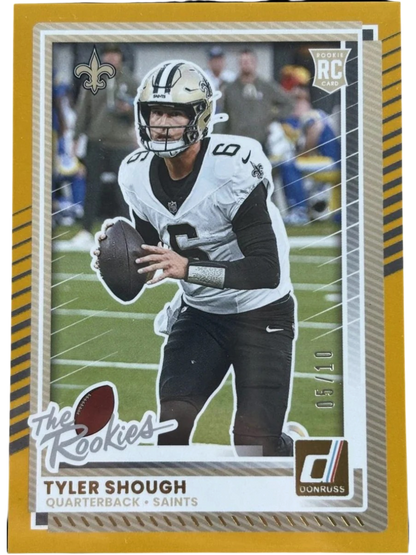 Panini 2025 Donruss Tyler Shough 05/10 The Rookies Gold RC — normalized