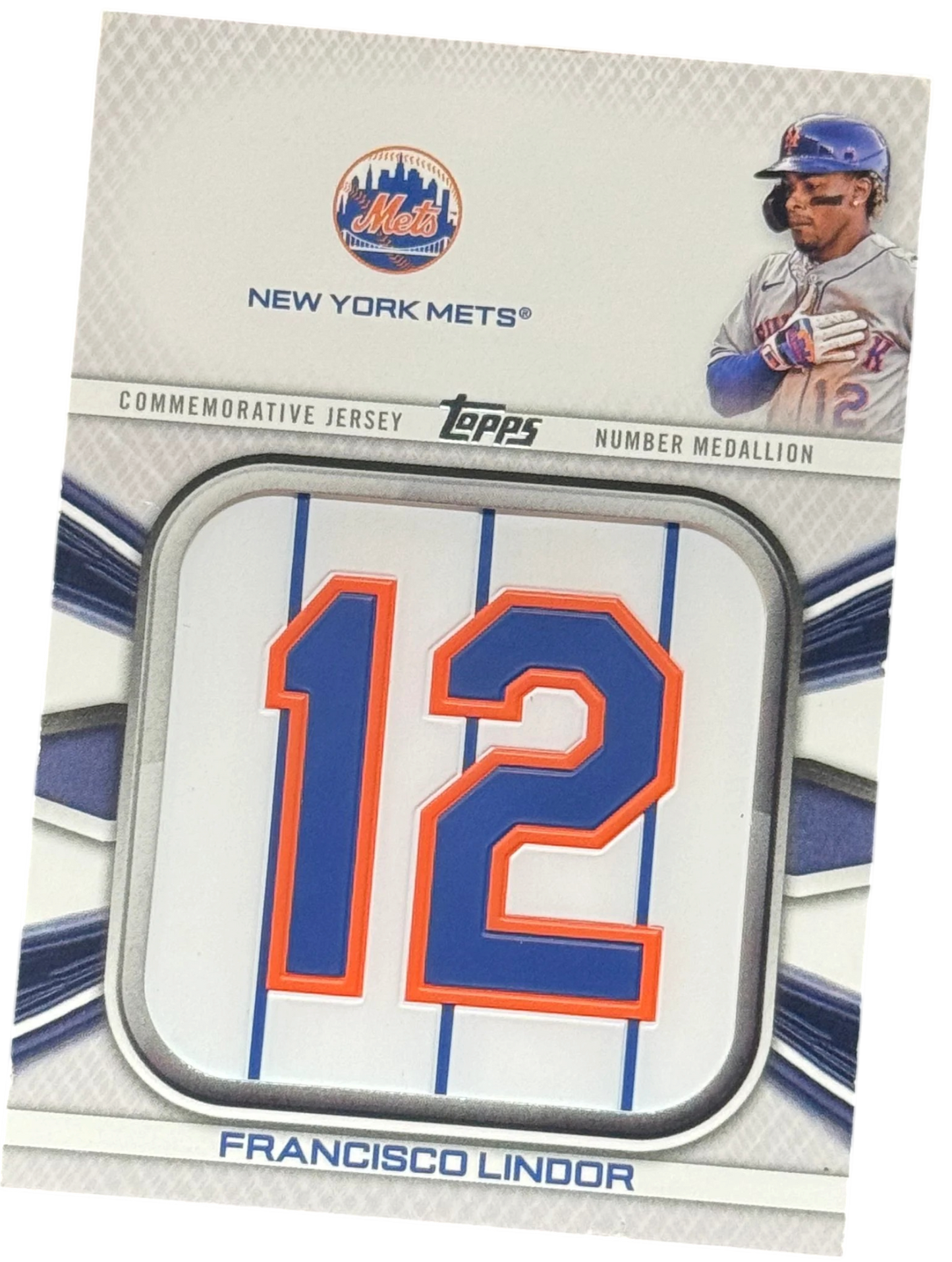 2022 Topps Francisco Lindor Jersey Number Medallion Relic Patch Card JNM-FL Mets — normalized