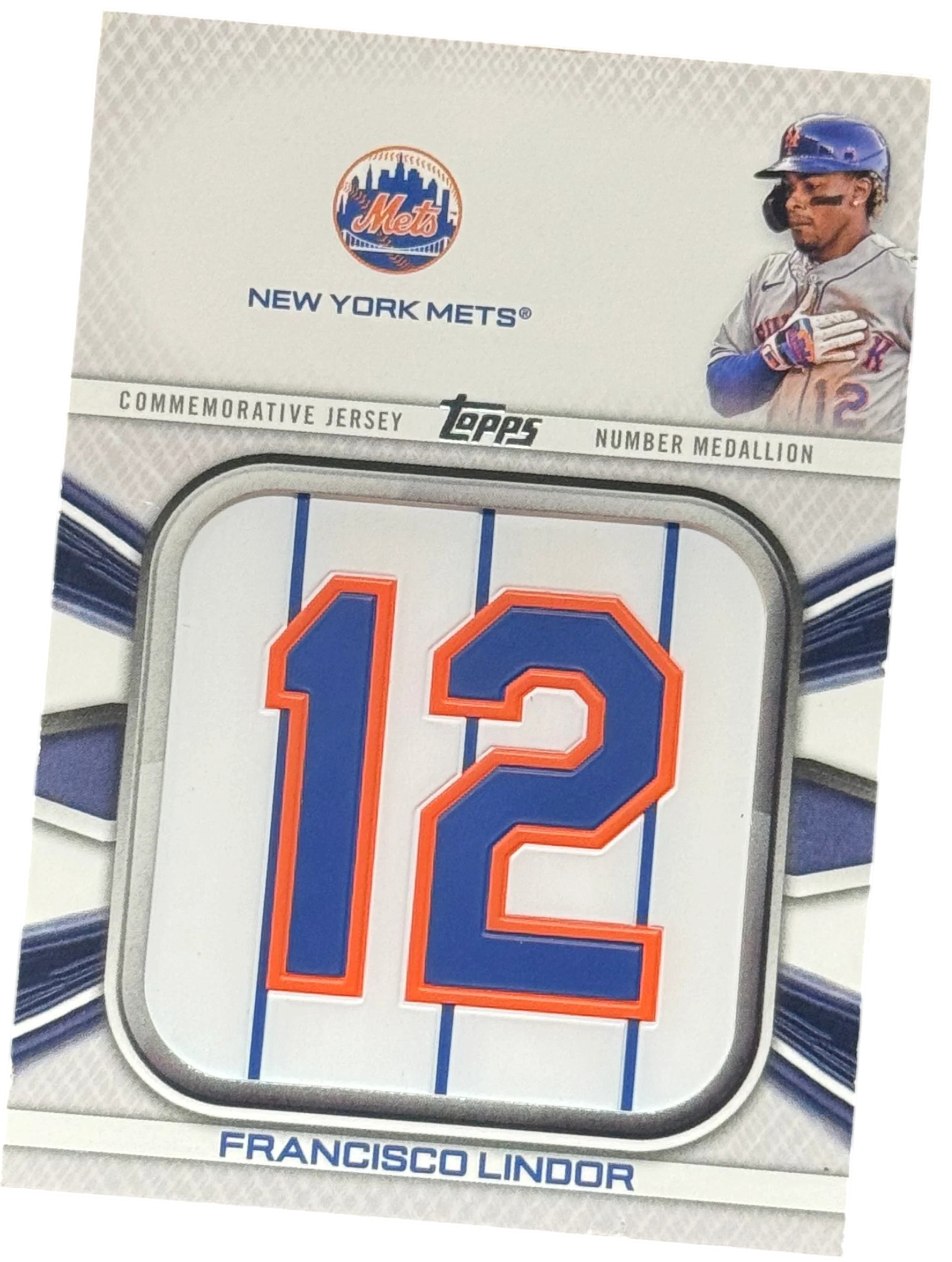 2022 Topps Francisco Lindor Jersey Number Medallion Relic Patch Card JNM-FL Mets — normalized