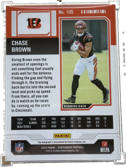 Panini 2023 Contenders Chase Brown #105 Rookie Ticket Autograph
