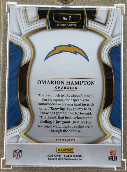 Panini 2025 Select Omarion Hampton #2 RC Zebra Concourse