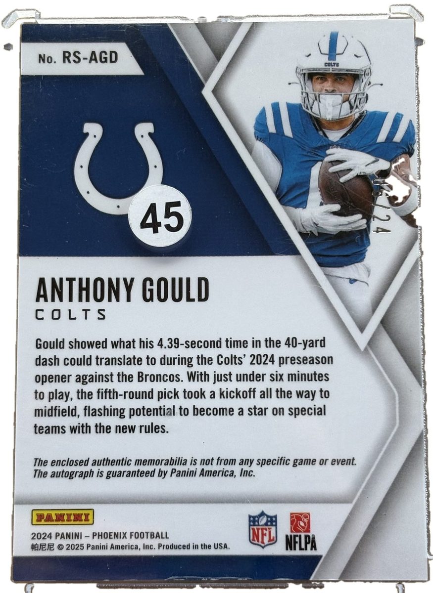 Panini 2024 Phoenix Rookie Silhouettes Anthony Gould No Huddle Purple RC