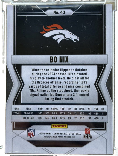 Panini 2025 DonRuss Elite Bo Nix #43 Razzle Dazzle SSP