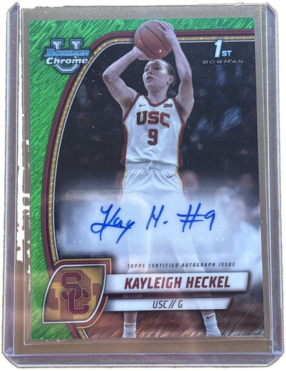 Bowman 2024-25’ University Chrome Kayleigh Heckel #43 Green Shimmer Autograph
