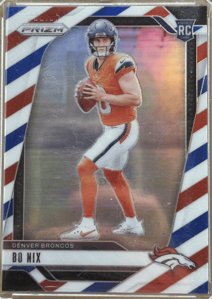 Panini 2024 Prizm Bo Nix #309 Red, White, and Blue RC