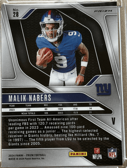 Panini 2024 Prizm Pink Wave Malik Nabers #28 RC