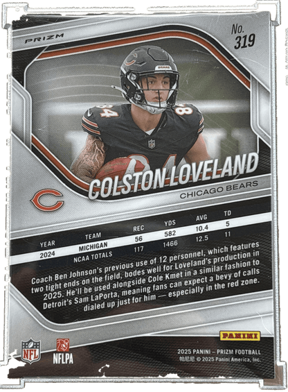 Panini 2025 Lazer Prizm Colston Loveland #319 RC