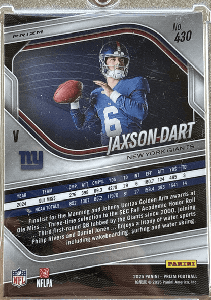 Panini 2025 Silver Prizm Rookie Variations Jaxson Dart #430 RC