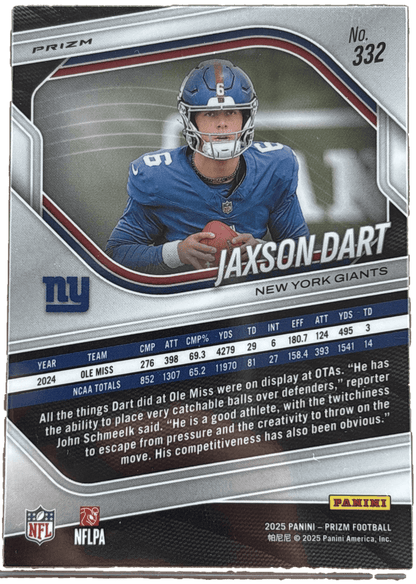 Panini 2025 Silver Prizm Jaxson Dart #332 RC