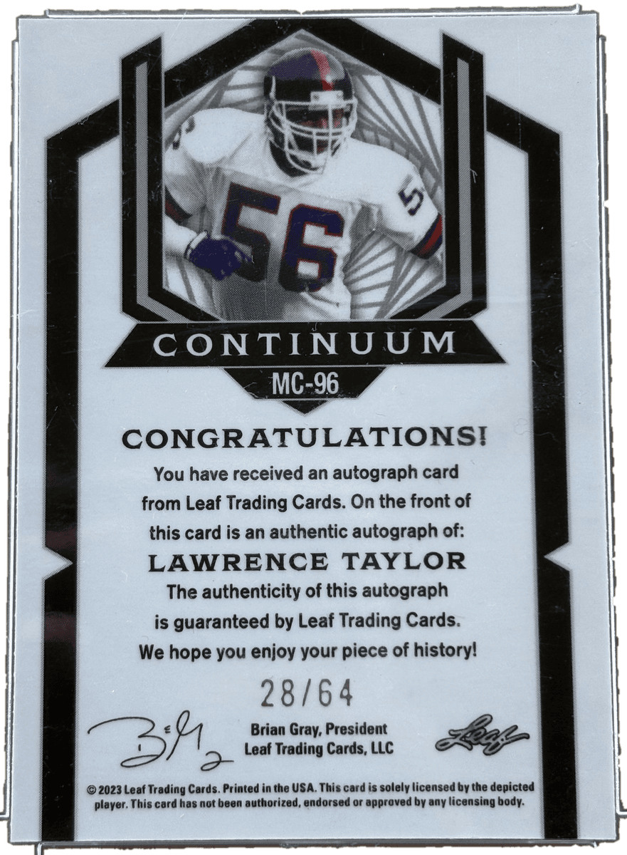 Leaf 2023 Continuum Lawrence Taylor Auto /64 #MC-96