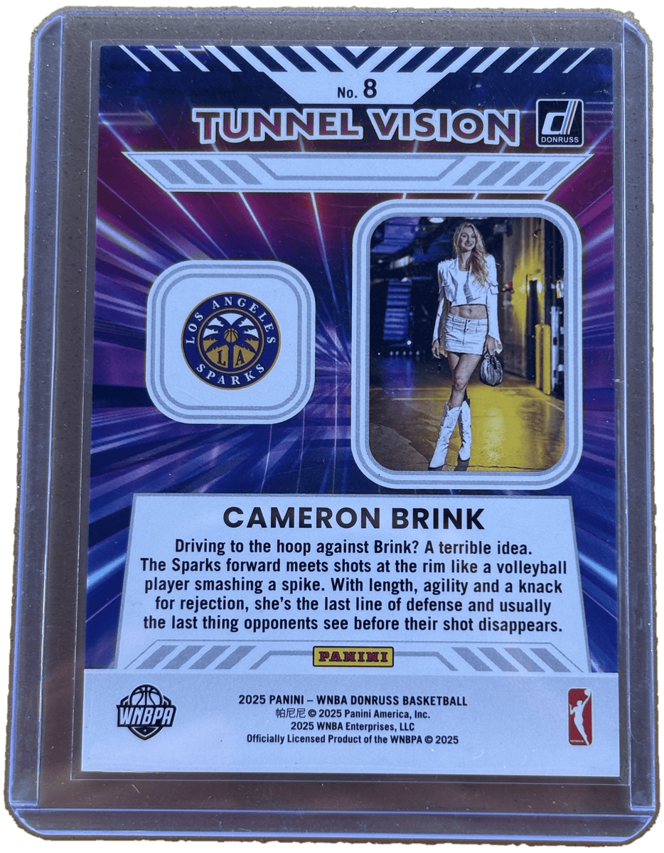 Panini 2025 Donruss Tunnel Vision Orange Laser /399 Cameron Brink #8
