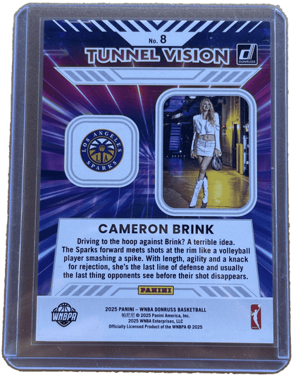 Panini 2025 Donruss Tunnel Vision Orange Laser /399 Cameron Brink #8