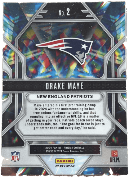 Panini 2024 Green Prizm Prismatic Drake Maye #2 RC
