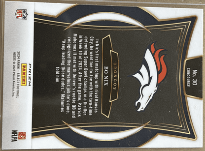 Panini 2024 Select Bo Nix #30 Silver Die-Cut RC