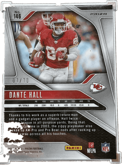 2024 Panini Prizm Dante Hall #146 Green Football Card
