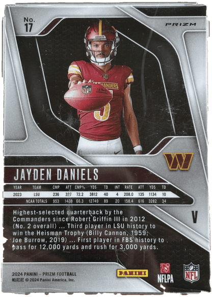 Panini 2024 Prizm Jayden Daniels #17 Silver Variation RC