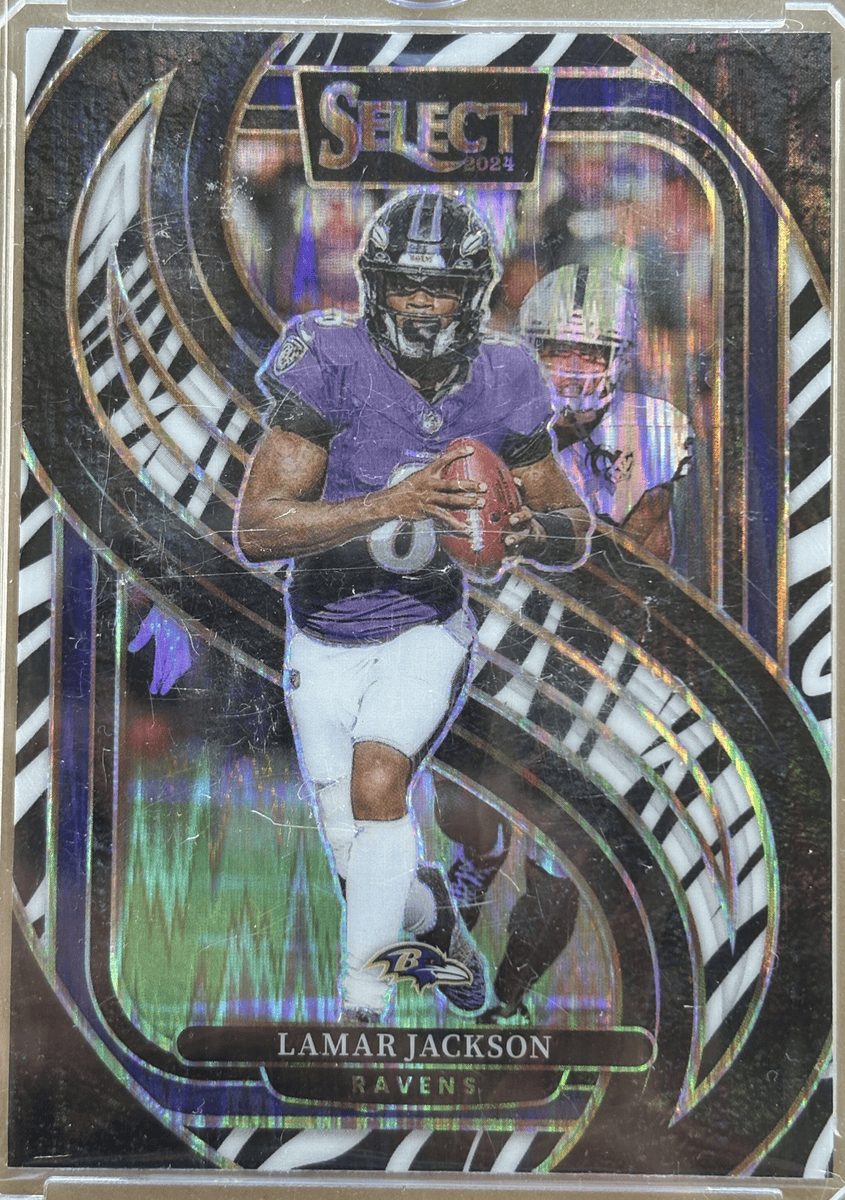 Panini 2024 Select Premier Zebra Shock Prizm Lamar Jackson #121