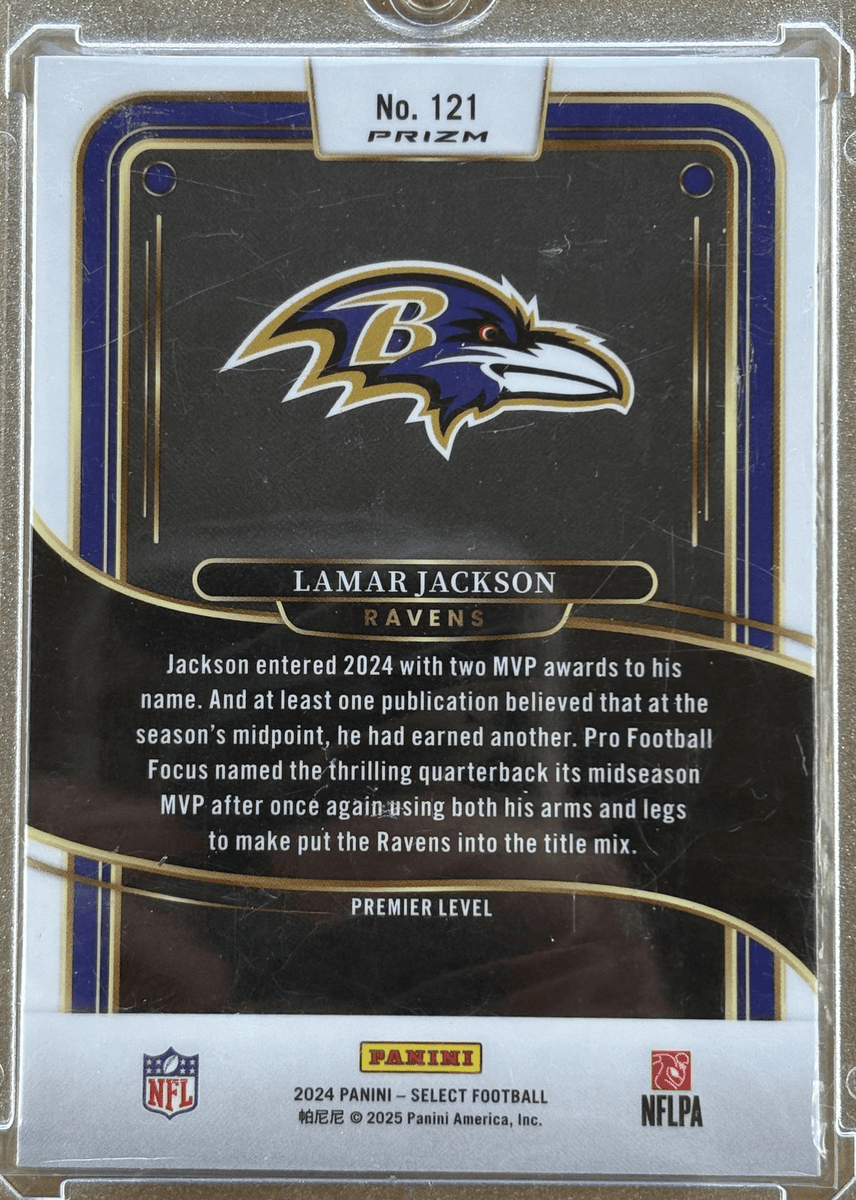 Panini 2024 Select Premier Zebra Shock Prizm Lamar Jackson #121