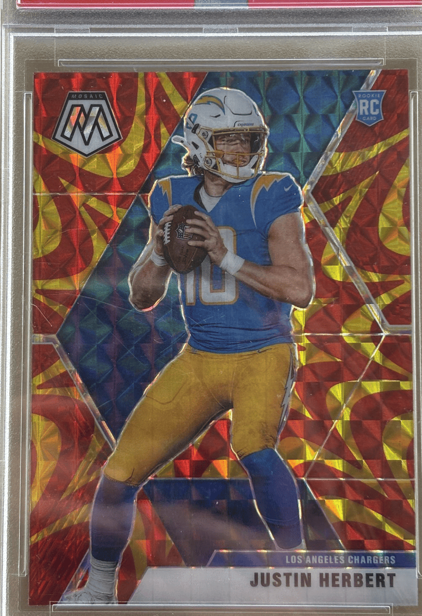 Panini 2020 Mosaic Reactive Gold Justin Herbert #204 RC PSA 10