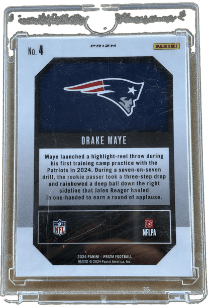 2024 Panini Prizm Drake Maye #4 Green Ice RC Football Card