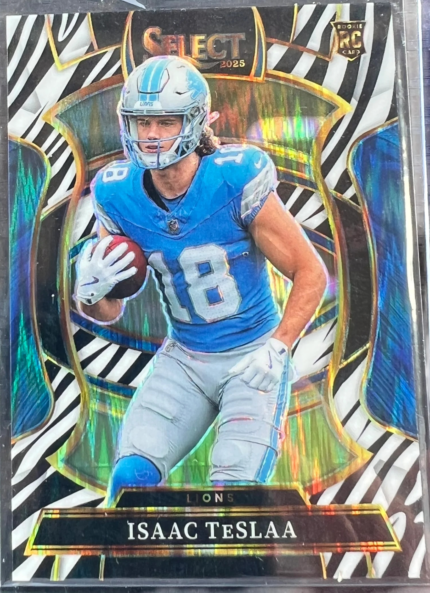 Panini 2025 Select Concourse Zebra Prizm Isaac Tesla #70 RC — normalized