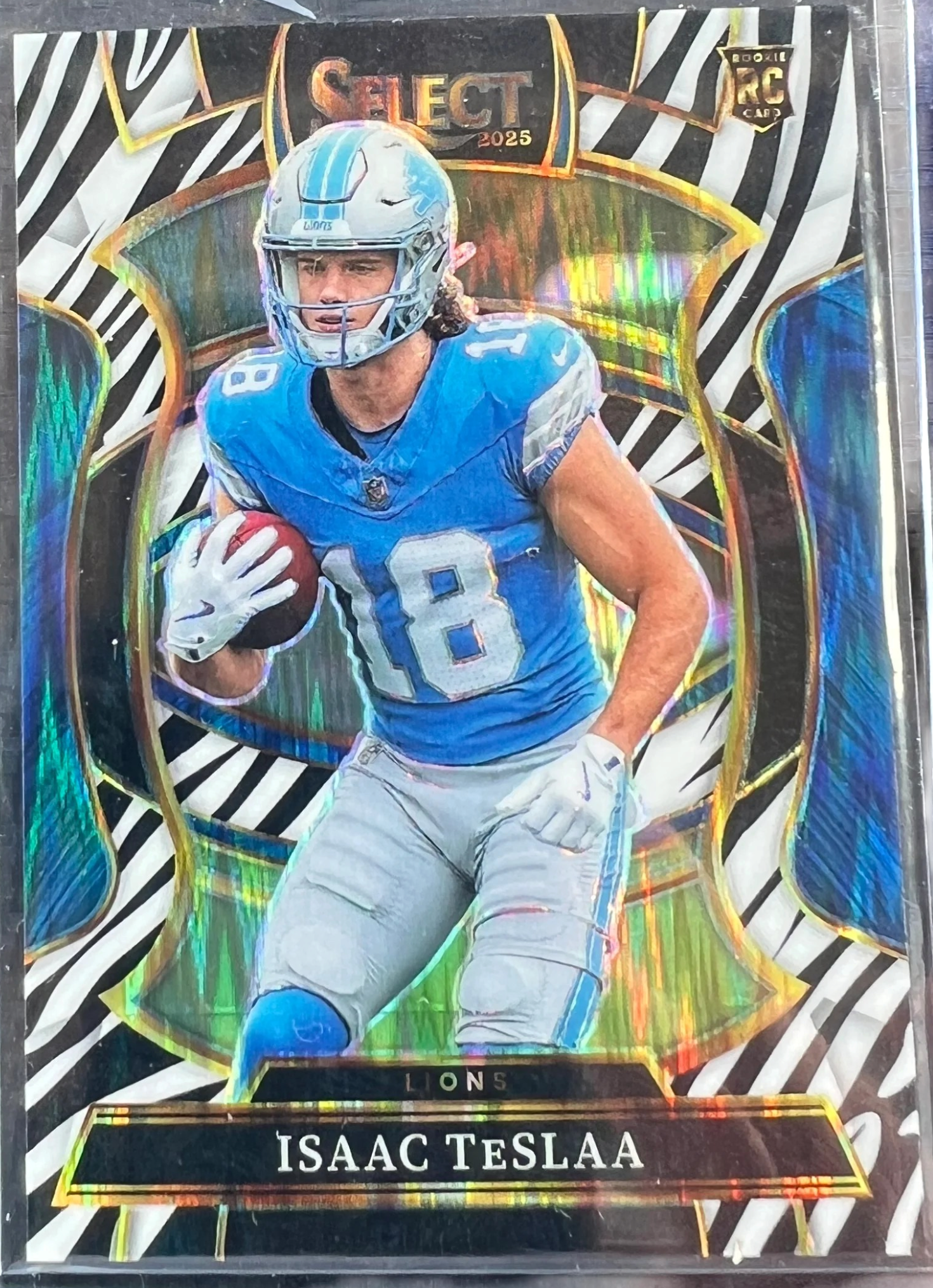 Panini 2025 Select Concourse Zebra Prizm Isaac Tesla #70 RC — normalized