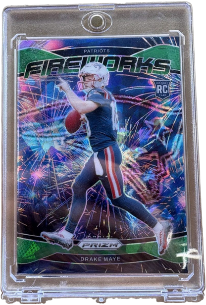 Panini 2024 Prizm Fireworks Green Ice Drake Maye RC — normalized