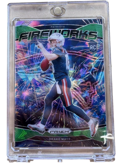 Panini 2024 Prizm Fireworks Green Ice Drake Maye RC — normalized