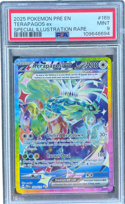 Terapagos ex - 169/131 - SV: Prismatic Evolutions (PRE) PSA 9 — normalized